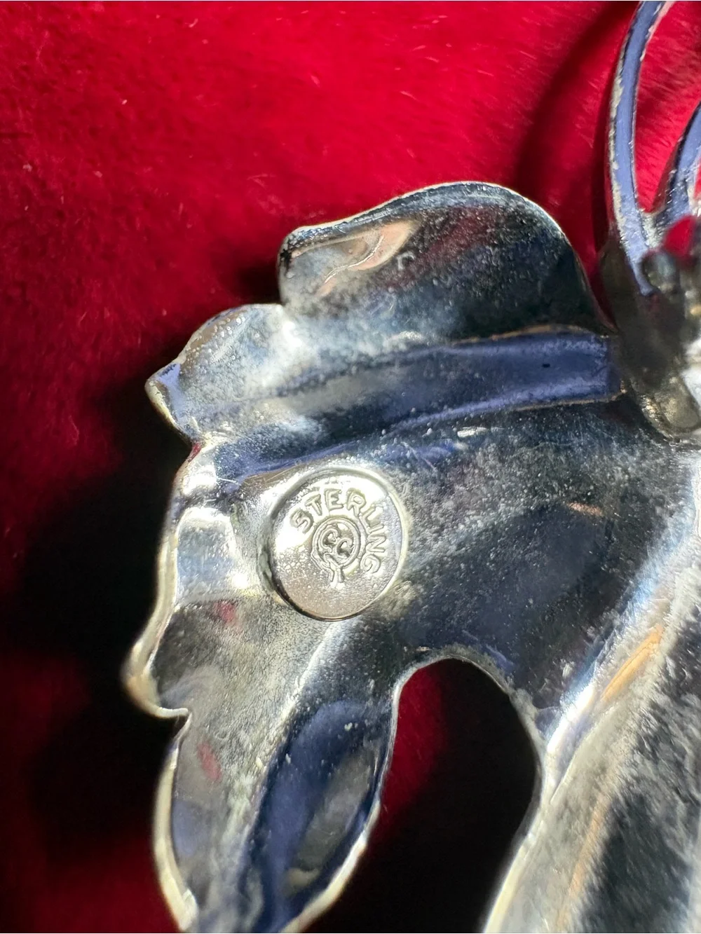 Pendant & Brooch 925 Sterling Silver Leaf Vintage Etched Design Stamped Signed